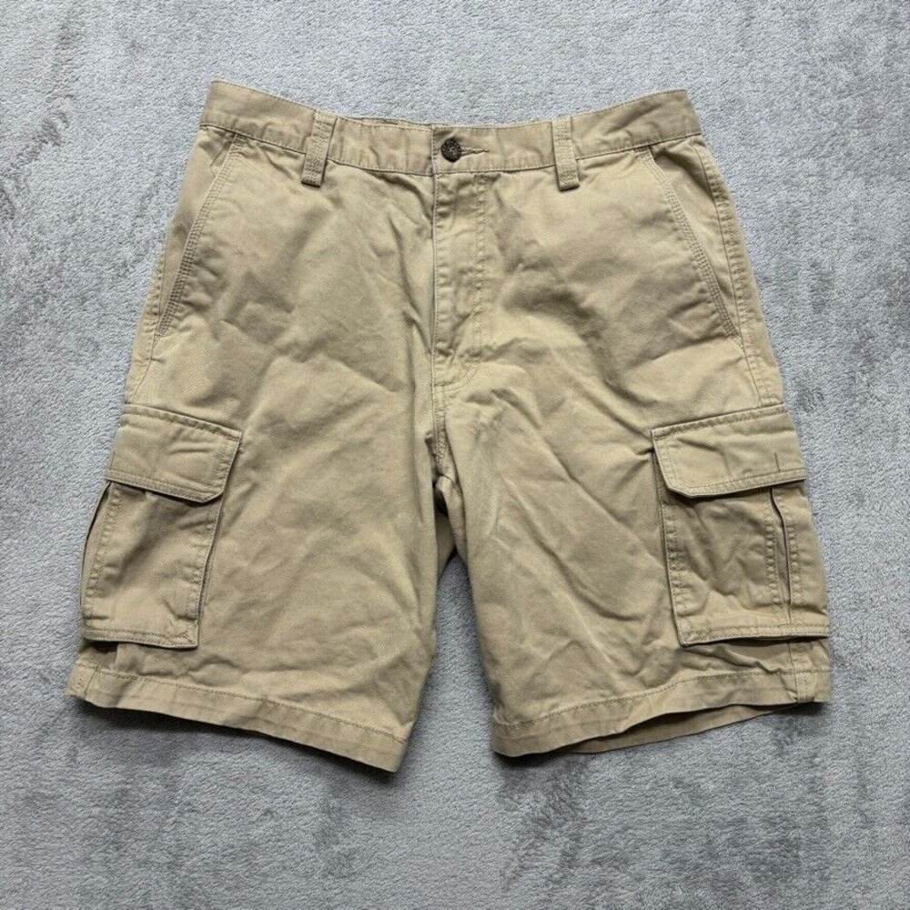 Dockers Cargo Shorts Mens Beige Measured 33x10 Utility Hiking Work Outdoors